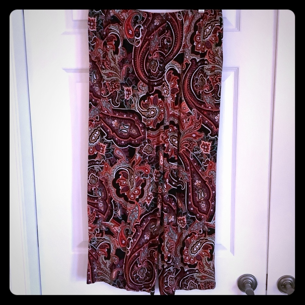 J.Jill paisley full-leg crop pants